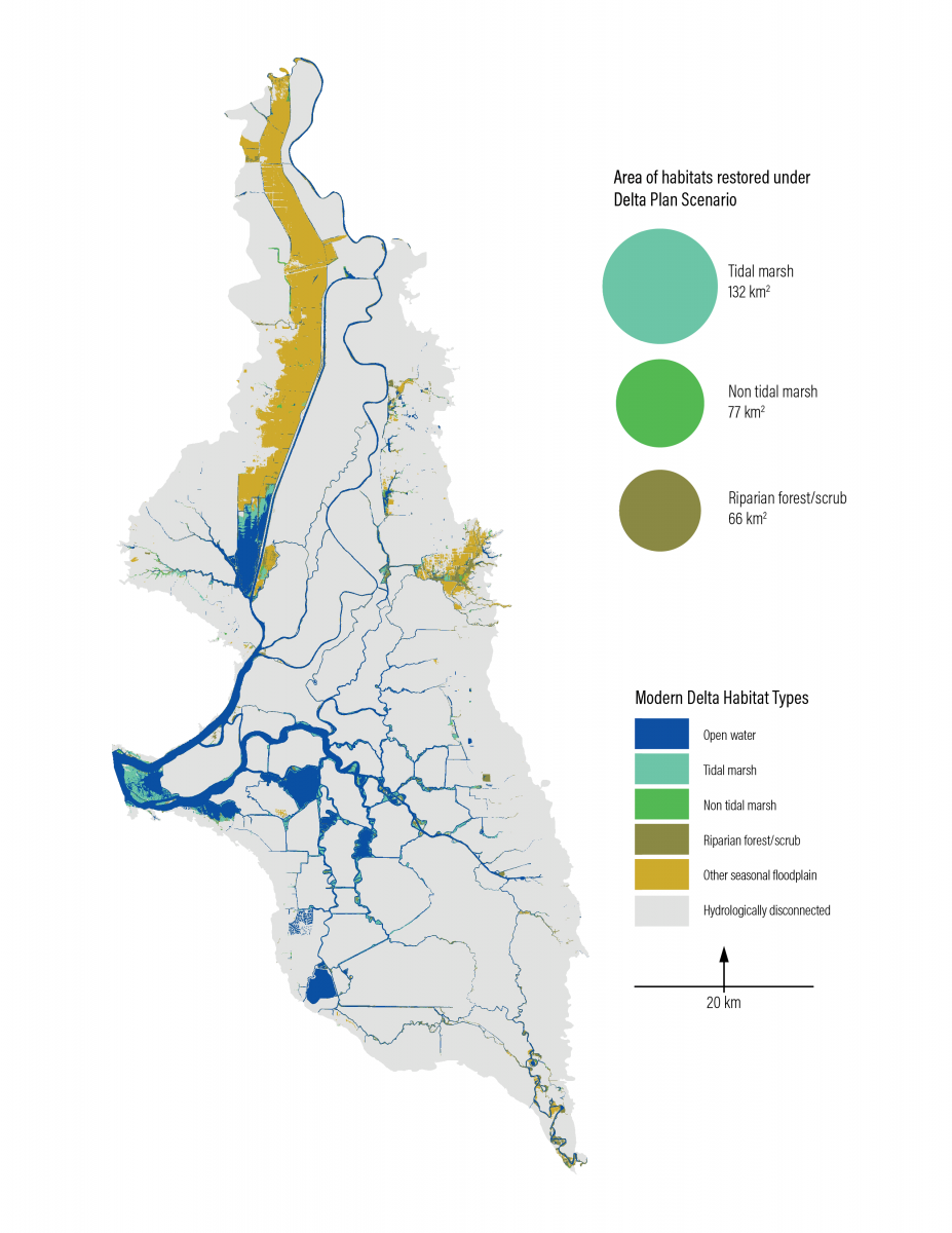 The historical and modern hydrologically connected Delta.