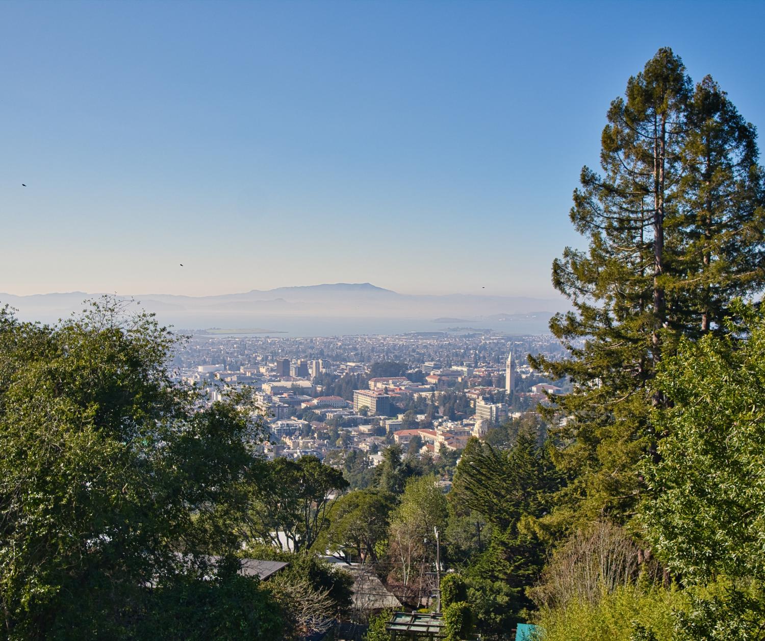 View of Berkeley looking west across the bay from the Berkeley Hills.