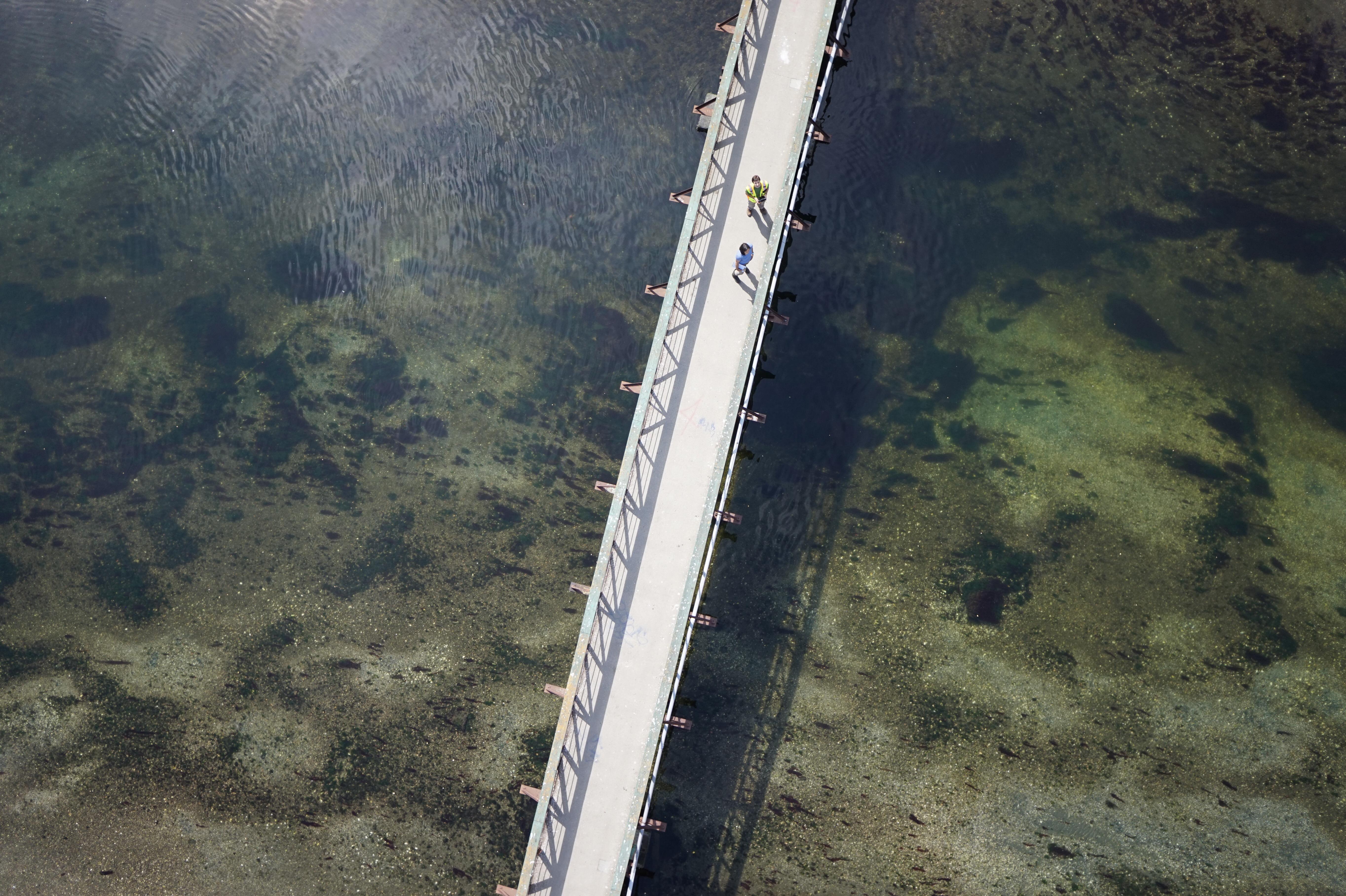 People below a drone