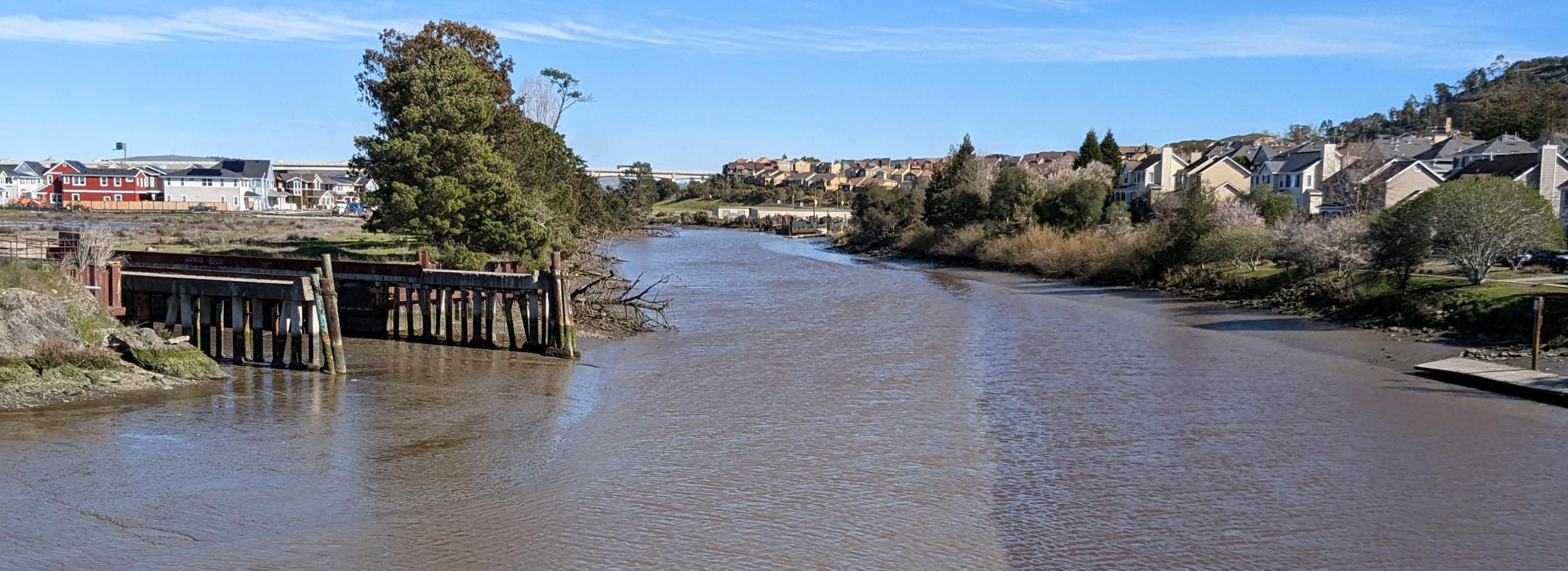 Moorings near a creek