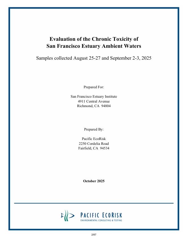 Evaluation of the Chronic Toxicity of San Francisco Estuary Ambient Waters report cover