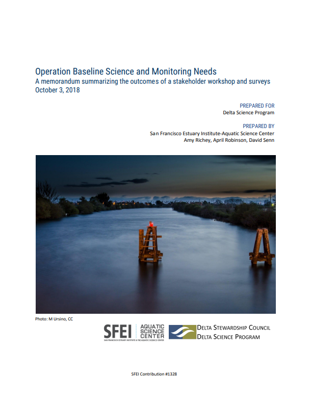 Operation Baseline Science and Monitoring Needs Report Cover