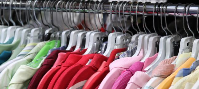clothing in rack