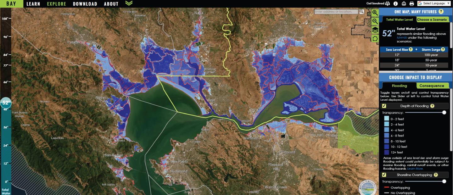 Map of sea level rise