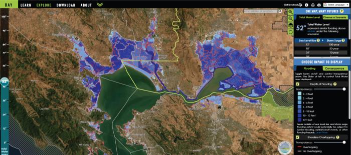 Map of sea level rise