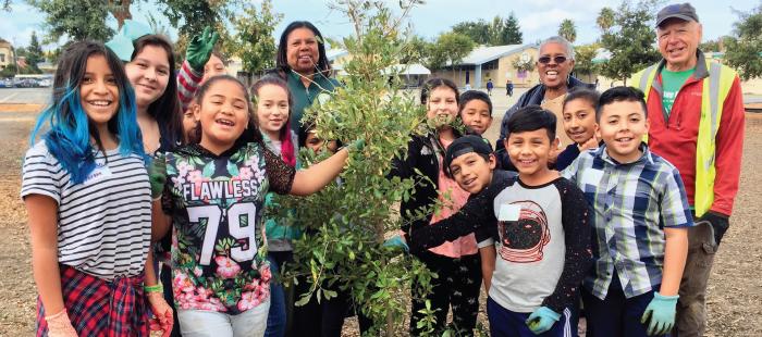 Kids planting a tree
