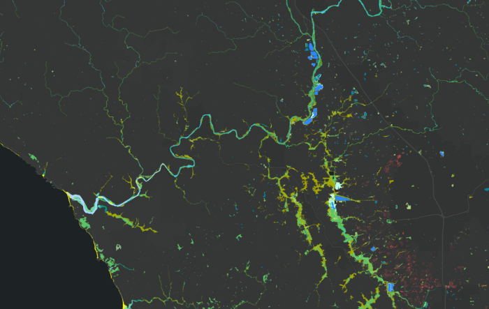 Aerial map of Russian River watershed