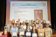 Group accepting award