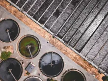 Aerial view of wastewater treatment