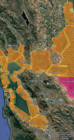 Color coded map of Bay Area with LiDAR survey