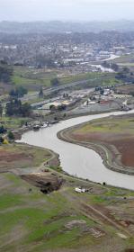 The lower reach of the Petaluma River winds through the Petaluma Marsh on its way to the main body of the San Francisco Estuary.