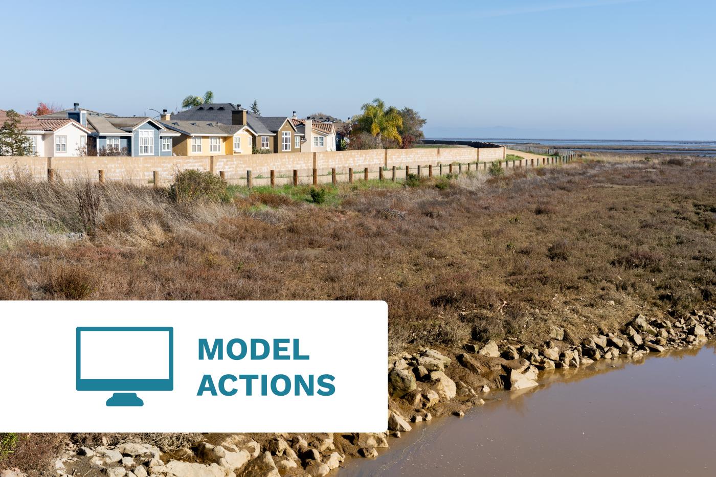 Tidal marsh in front of homes